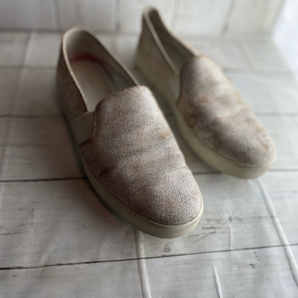Vince Blair Cracked Leather Platform Sneaker off white Size 8